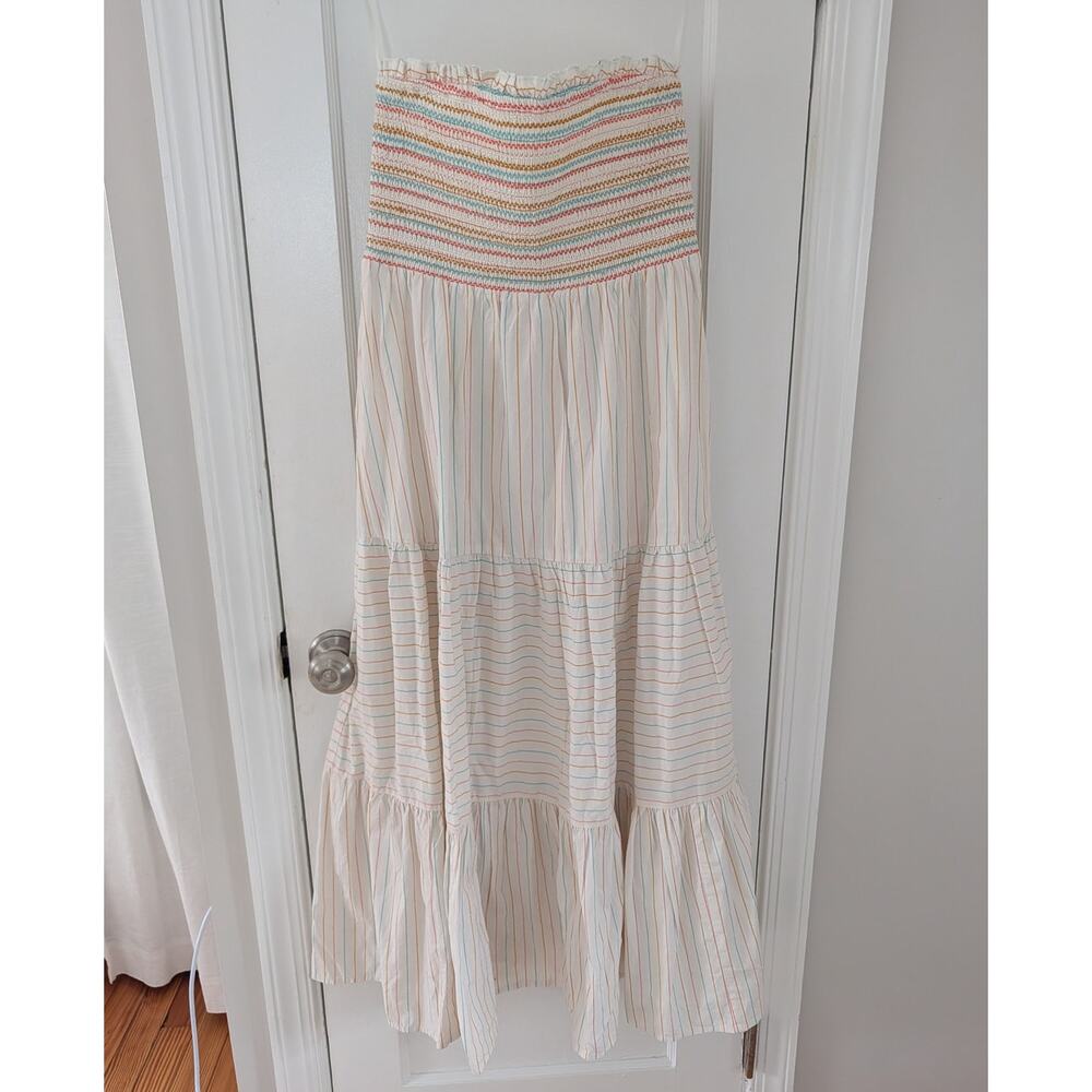 American Eagle Smocked Strapless All Day Tiered Maxi Dress Sz Medium Like New